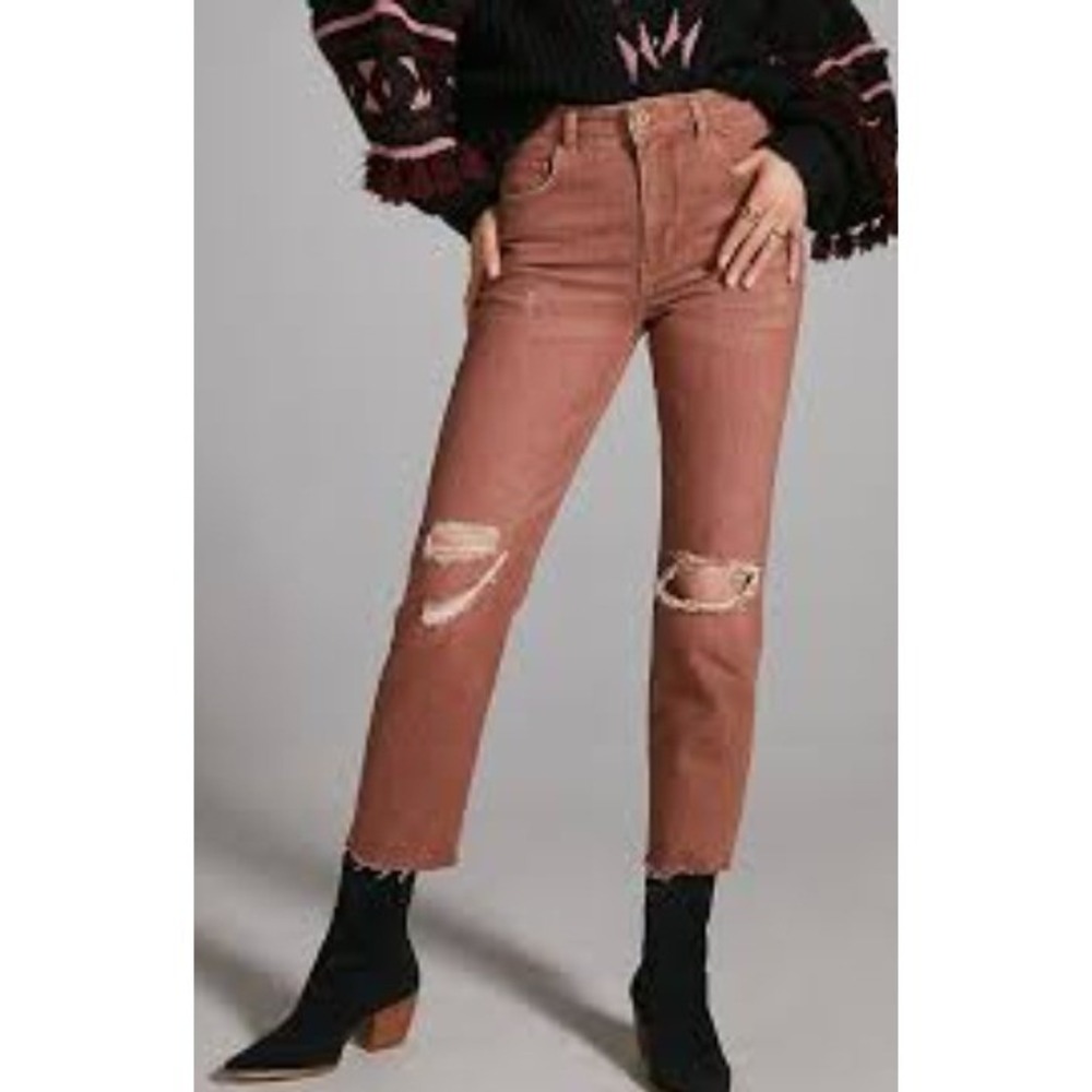 Pilcro The Vintage Straight Jeans Distressed Rust